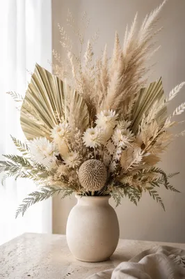 Boho Dried Flower Arrangement in Neutral Tones