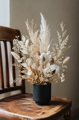 Boho Dried Flower Arrangement on Vintage Chair