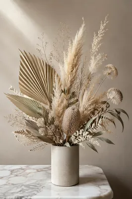 Boho Dried Flower Arrangement in Ceramic Vase