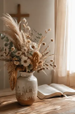 Boho Dried Flowers in Morning Prayer Corner