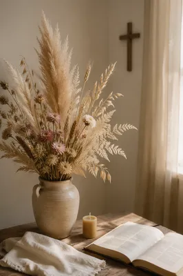 Boho Dried Flowers in Prayer Nook