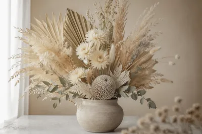 Boho Dried Flower Arrangement in Neutral Tones
