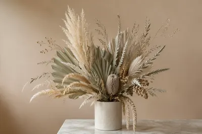 Boho Dried Flower Arrangement in Ceramic Vase