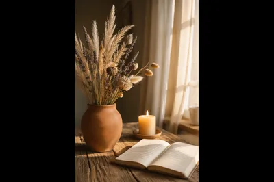Boho Dried Flower Arrangement in Sunlit Room