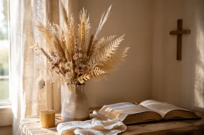 Boho Dried Flowers in Prayer Nook