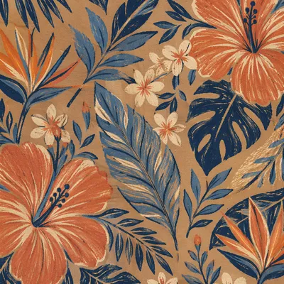 Vintage Tropical Floral Seamless Botanical Pattern