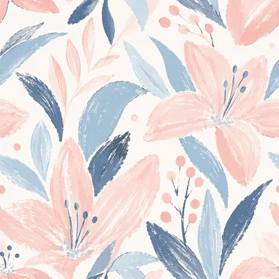 Pastel Folk Art Seamless Floral Pattern