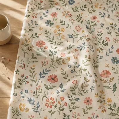 Seamless Wildflower Folk Art Fabric Pattern