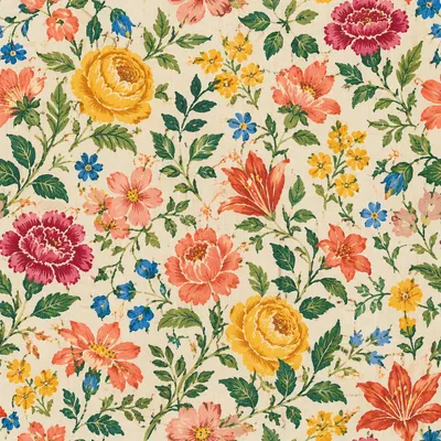 Seamless Folk Art Floral Linen Pattern