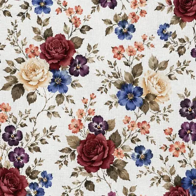 Vintage Seamless Floral Botanical Fabric Pattern