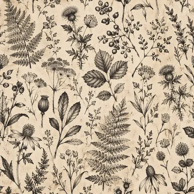 Vintage Botanical Floral Seamless Pattern