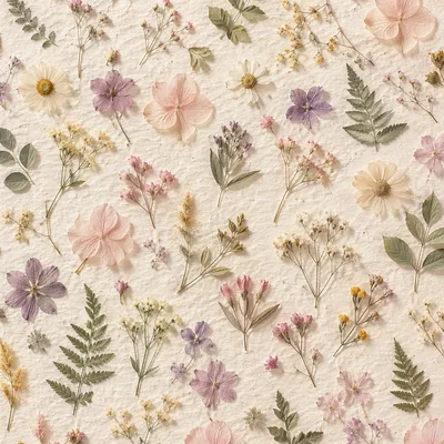 Pressed Wildflower Seamless Botanical Pattern