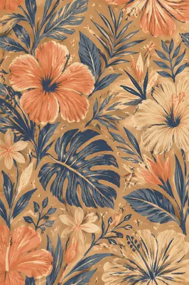 Vintage Tropical Floral Seamless Textile Pattern