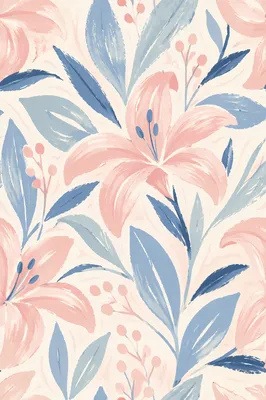 Pastel Folk Art Seamless Floral Pattern