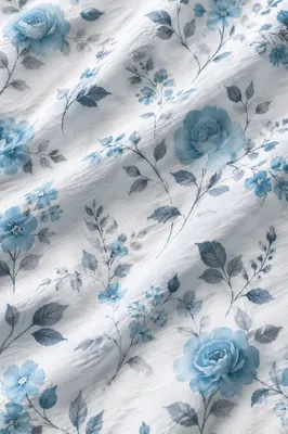 Seamless Blue Floral Fabric Pattern