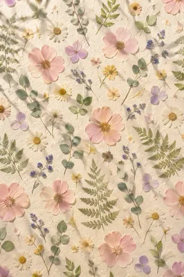 Pressed Flower Seamless Botanical Folk Pattern