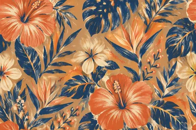 Vintage Tropical Floral Seamless Botanical Pattern