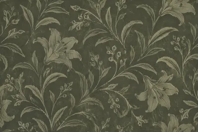 Sage Green Folk Floral Seamless Pattern