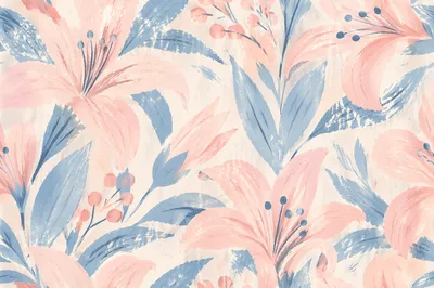 Pastel Folk Art Seamless Floral Pattern