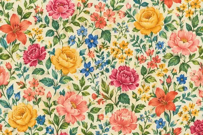 Seamless Folk Art Floral Linen Pattern