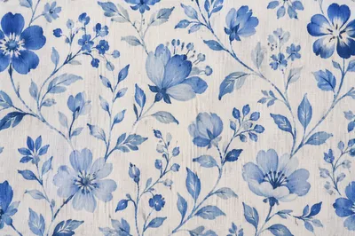Blue Floral Botanical Seamless Fabric Pattern