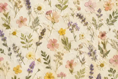 Pressed Wildflower Seamless Botanical Pattern
