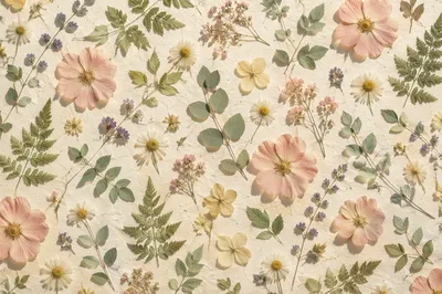 Seamless Pressed Flower Botanical Pattern