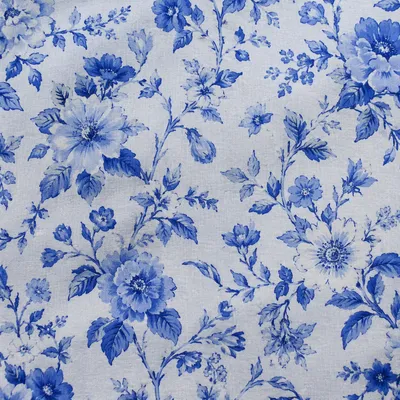 Blue Botanical Floral Fabric Pattern