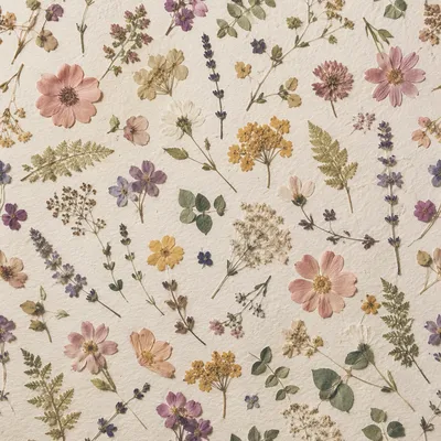Pressed Wildflower Seamless Botanical Pattern