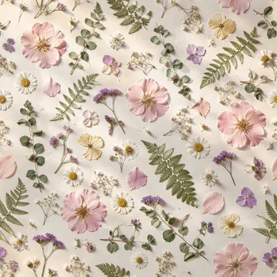 Seamless Pressed Flower Botanical Pattern