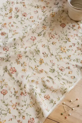 Seamless Wildflower Botanical Fabric Flat Lay