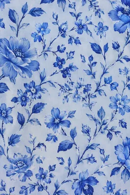 Blue Botanical Floral Fabric Pattern
