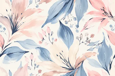 Seamless Pastel Lily Botanical Pattern