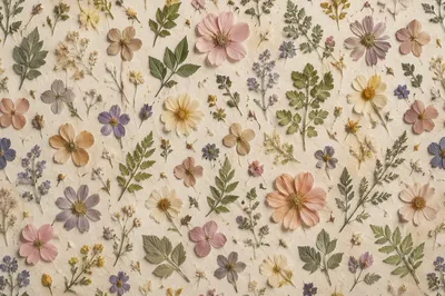 Pressed Wildflower Seamless Botanical Pattern