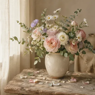 Seasonal Flower Vase by Morning Window