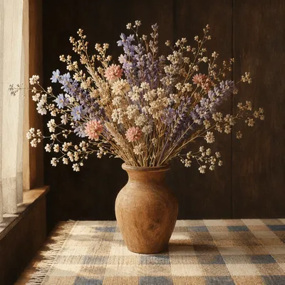 Rustic Dried Flower Vase Still Life