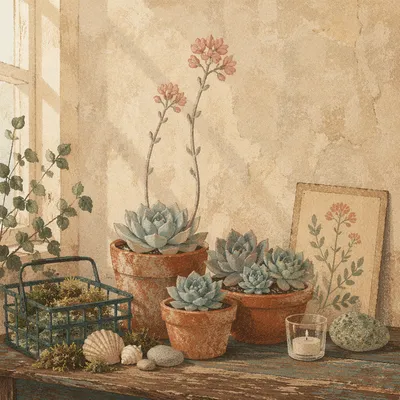Peaceful Terracotta Succulent Table Arrangement