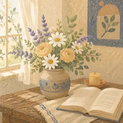 Spring Flowers in Ceramic Vase