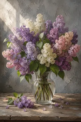 Rustic Lavender Spring Bouquet in Glass Vase