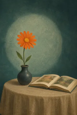 Orange Gerbera Vase on Taupe Linen Table