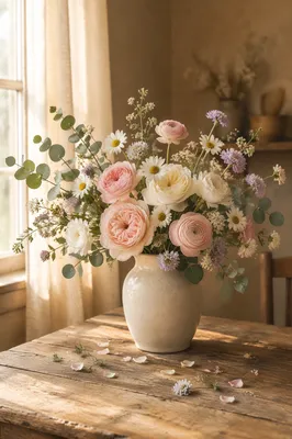 Seasonal Flower Vase by Morning Window