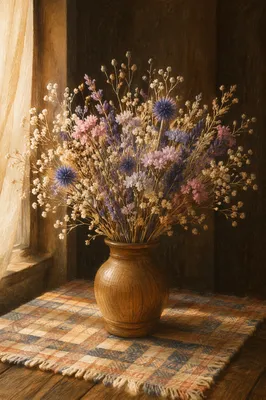 Rustic Dried Flower Vase Still Life