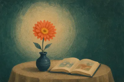 Orange Gerbera Still Life on Taupe Linen