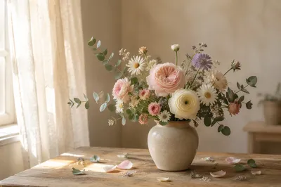 Seasonal Flower Vase by Morning Window