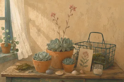 Peaceful Terracotta Succulent Table Arrangement