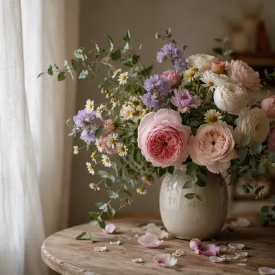 Seasonal Flower Arrangement by Sunlit Window