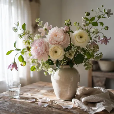 Soft Garden Flower Vase Still Life