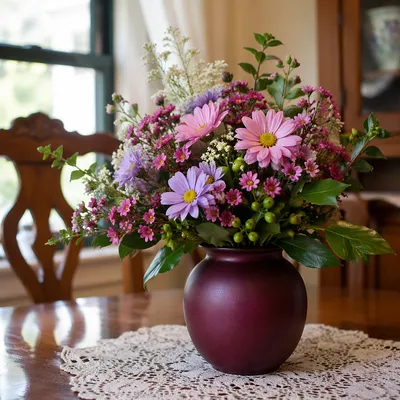Elegant Flower Arrangement on Dining Table