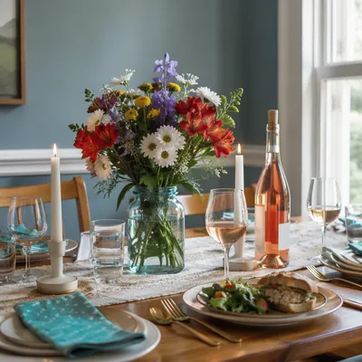 Fellowship Table with Floral Vase