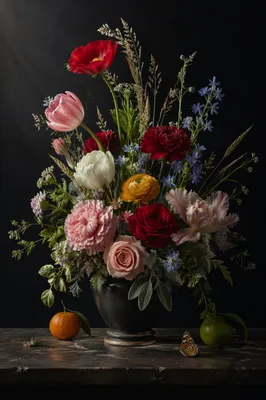Old World Floral Vase Still Life